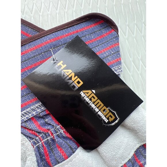 Hand Armor Premium Cow Suede Leather Gloves L 4 Inch Rubberized Safety Cuff NEW - Picture 3 of 6